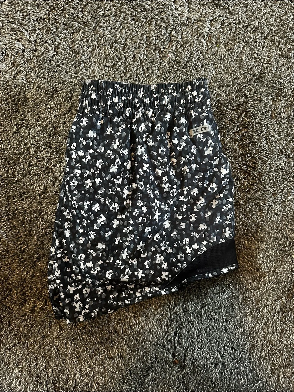 RBX Black Shorts with White Floral Elastic Waist